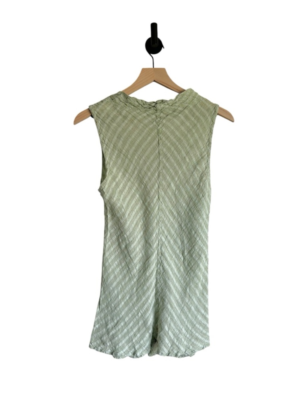 FLAX Green 100% Linen Stripe V Neck Sleeveless Top Womens S - Picture 5 of 6